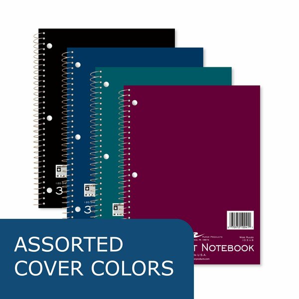 Case of 3 Subject Wirebound Notebooks, 10.5