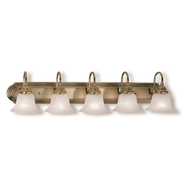 Belmont 5 Light Antique Brass Bath Vanit