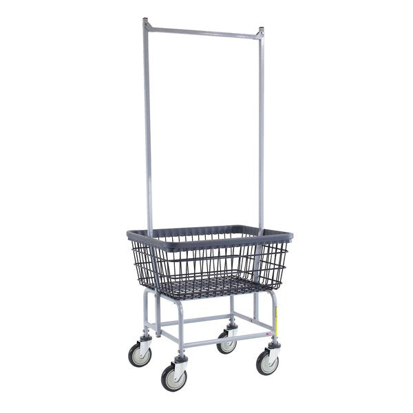 Wire Utility Cart with Double Pole Rack, 2.5 Bushel, Dura-Sevenâ¢ Anti-Rust Coating
