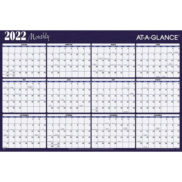 Horizontal Erasable Wall Calendar, 32