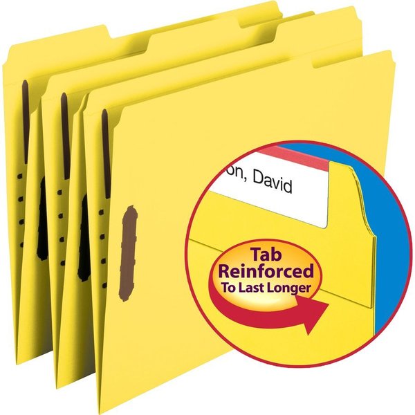 Pressboard Folder, 2 Fastener, Yellow, PK50