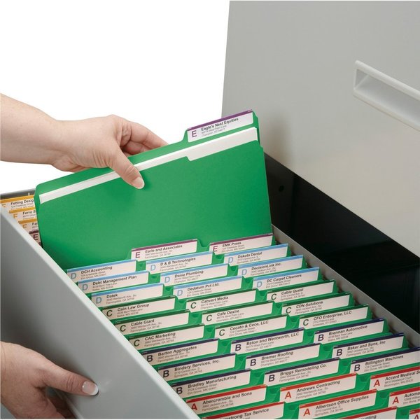 Top Tab Folders, 1/3 Tab, Legal, Green, PK100