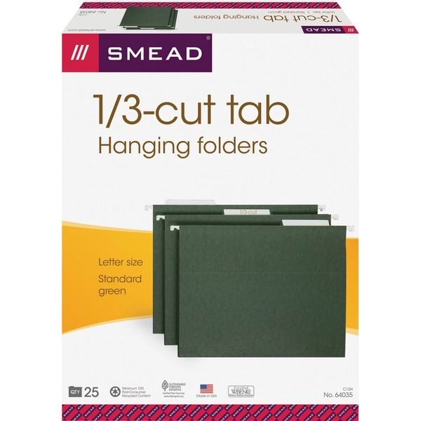 Hanging File Folder, Green, PK25