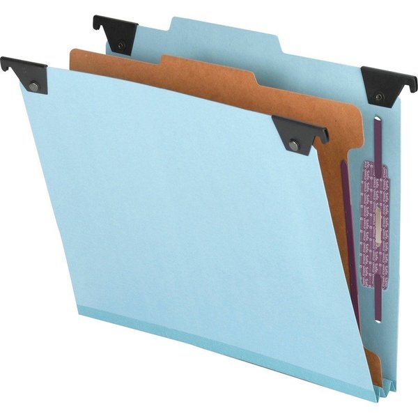Hanging Pressboard Folder, 4 Section, Blue