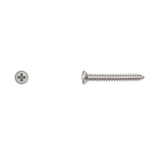 Sheet Metal Screw, #8 x 1-1/4 in, Zinc Plated Oval Head Phillips Drive