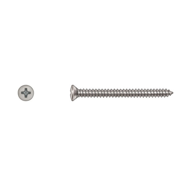Sheet Metal Screw, #8 x 1-3/4 in, Zinc Plated Oval Head Phillips Drive