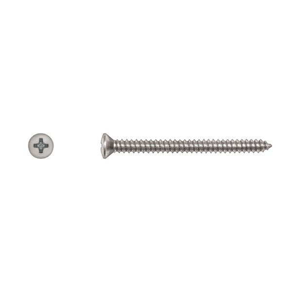 Sheet Metal Screw, #8 x 2 in, Zinc Plated Oval Head Phillips Drive