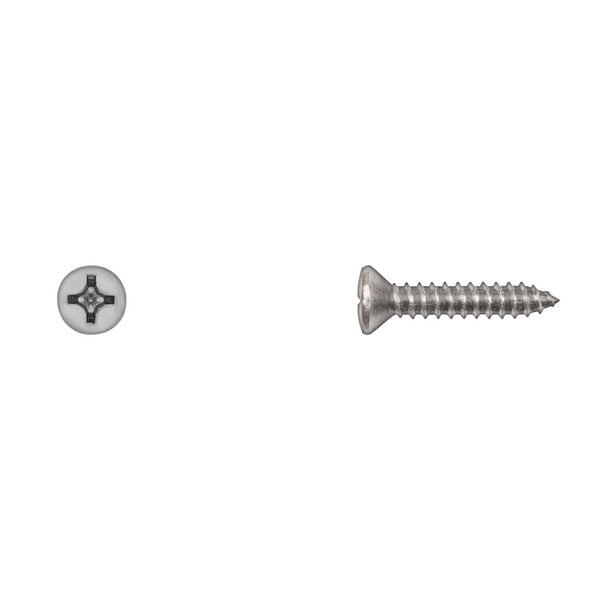 Sheet Metal Screw, #12 x 1 in, Zinc Plated Oval Head Phillips Drive