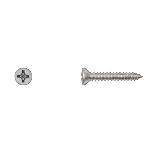 Sheet Metal Screw, #12 x 1-1/4 in, Zinc Plated Oval Head Phillips Drive