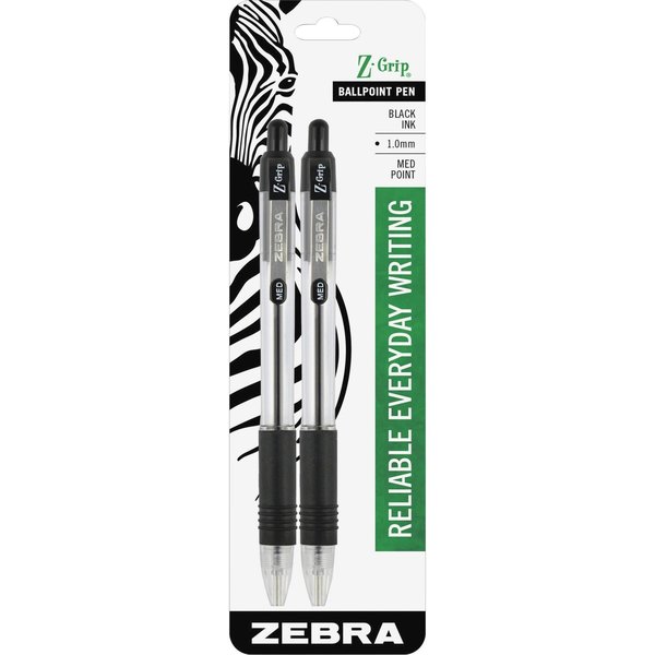 Z-Grip Retractable Ballpoint 1.0mm Black 2pk