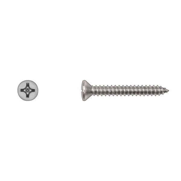 Sheet Metal Screw, #12 x 1-1/2 in, Zinc Plated Oval Head Phillips Drive