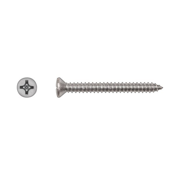 Sheet Metal Screw, #12 x 2 in, Zinc Plated Oval Head Phillips Drive
