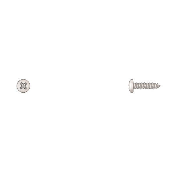 Sheet Metal Screw, #6 x 1/2 in, Zinc Plated Pan Head Phillips Drive