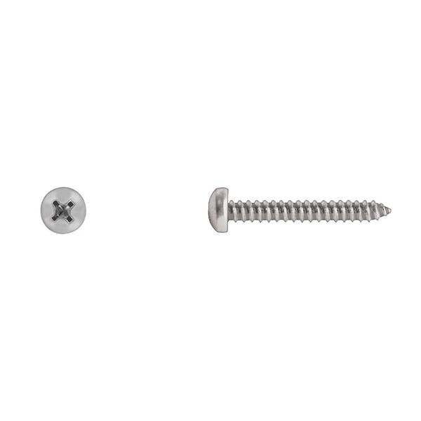 Sheet Metal Screw, #10 x 1-1/4 in, Zinc Plated Pan Head Phillips Drive