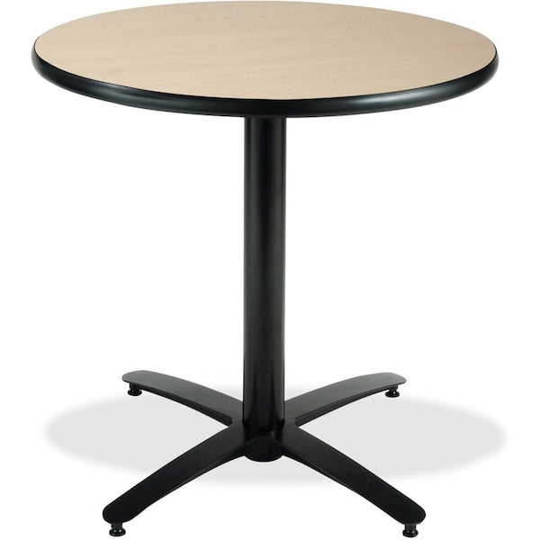 Round KFI 36in Natural Breakroom Table with Arched X Base, 29 W, 36 L, 29 H, Laminate Top, Natural