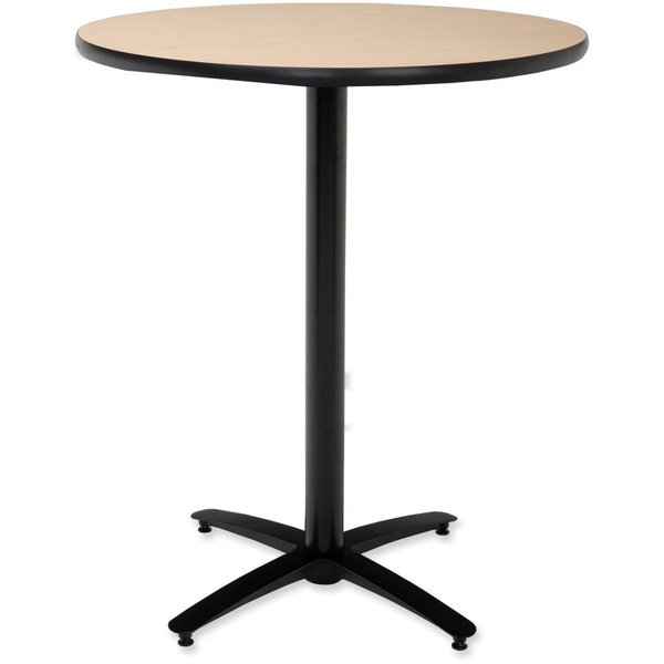 KFI 30in Natural Round Bar Height Breakroom Table with Arched X Base, 42 W, 30 L, 42 H