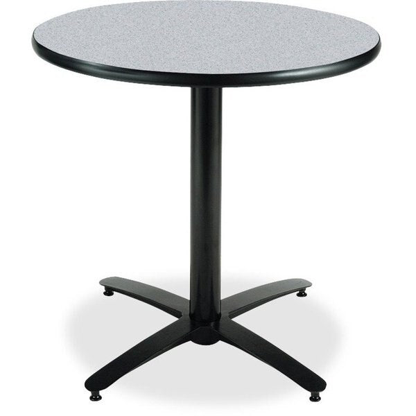 Round KFI 30in Grey Nebula Round Breakroom Table with Arched X Base, 29 W, 30 L, 29 H