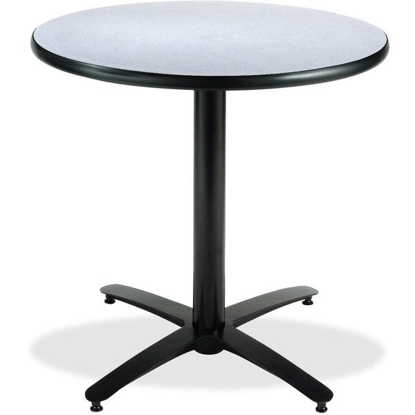 Round KFI 36in Grey Nebula Breakroom Table with Arched X Base, 29 W, 36 L, 29 H, Laminate Top, Grey