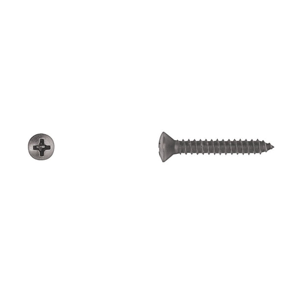 Sheet Metal Screw, #8 x 1-1/4 in, Black Oval Head Phillips Drive