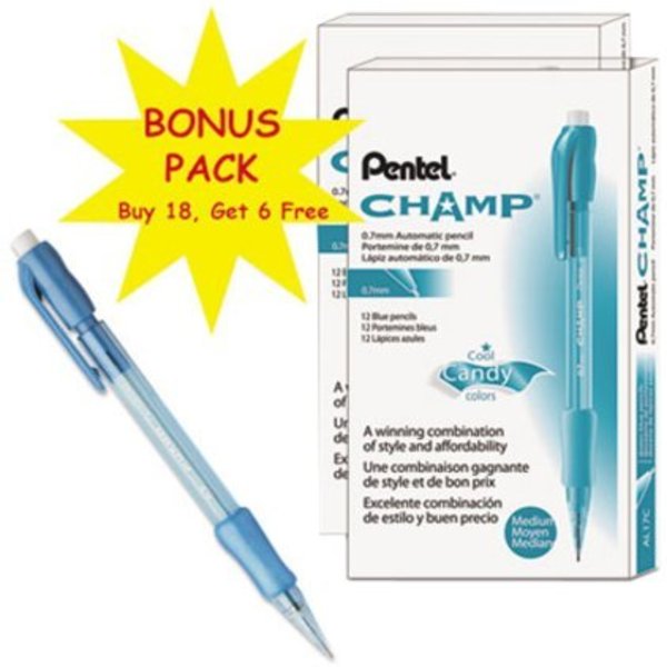 Mechanical Pencil, 0.7mm, Blue, PK24