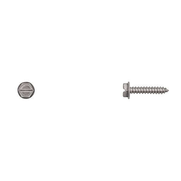 Sheet Metal Screw, #6 x 3/4 in, Zinc Plated Hex Head Slotted Drive