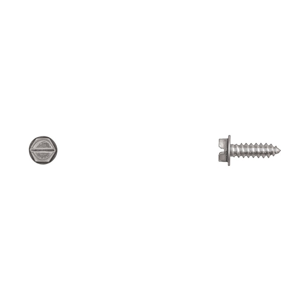Sheet Metal Screw, #8 x 1/2 in, Zinc Plated Hex Head Slotted Drive