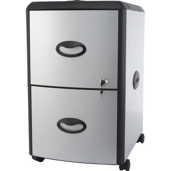 19 in W 2 Drawer File Cabinets, Silver/Black, Letter