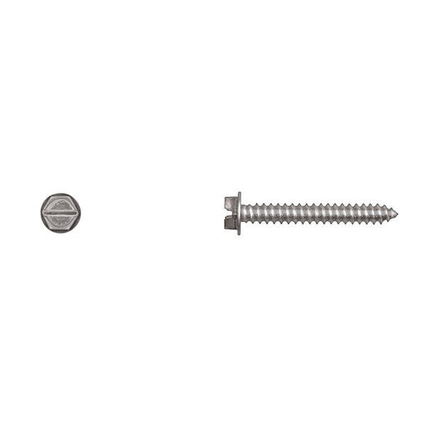 Sheet Metal Screw, #8 x 1-1/4 in, Zinc Plated Hex Head Slotted Drive