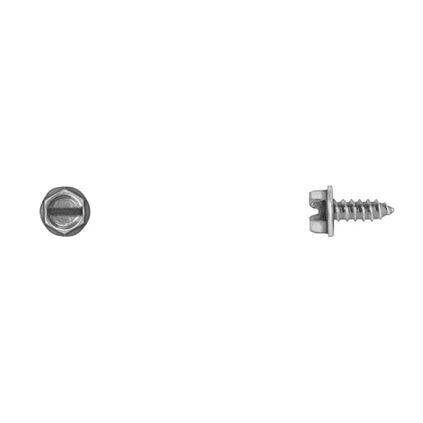 Sheet Metal Screw, #10 x 1/2 in, Zinc Plated Hex Head Slotted Drive