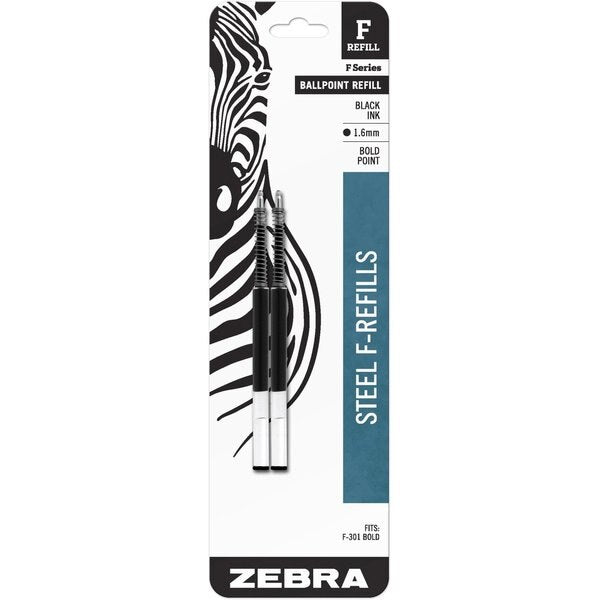 F-Refill Bold 1.6mm Black Ballpoint Ink 2pk