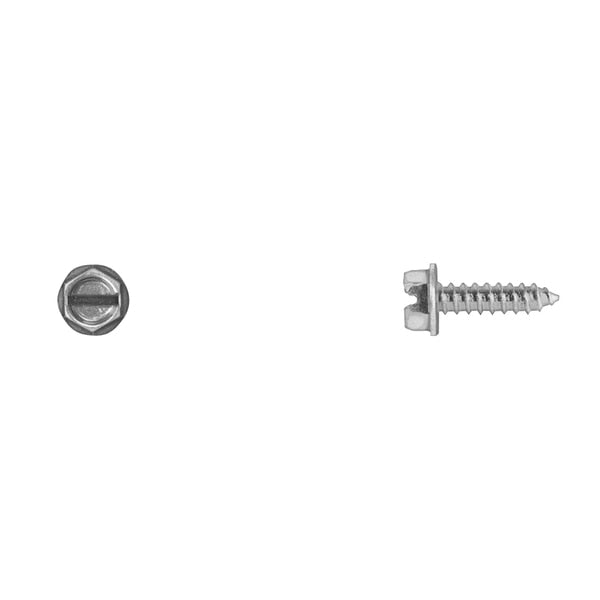 Sheet Metal Screw, #10 x 3/4 in, Zinc Plated Hex Head Slotted Drive
