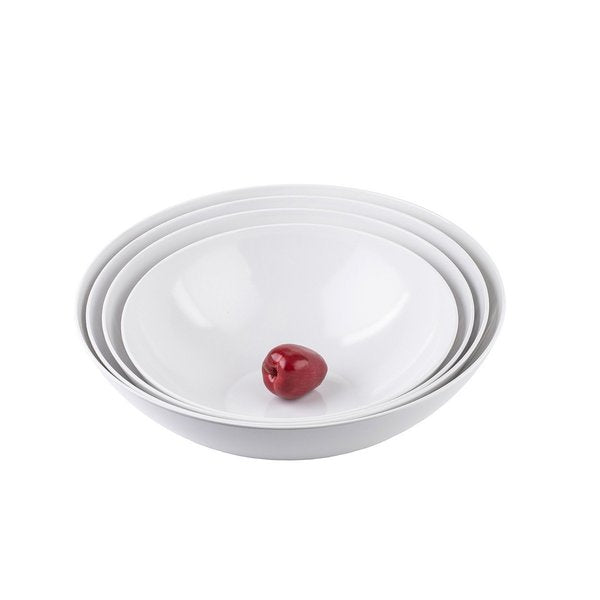 Round Melamine Bowl, 11 quart, White
