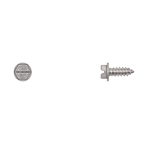 Sheet Metal Screw, #12 x 1/2 in, Zinc Plated Hex Head Slotted Drive