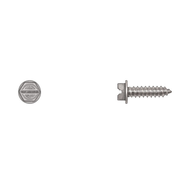 Sheet Metal Screw, #12 x 3/4 in, Zinc Plated Hex Head Slotted Drive