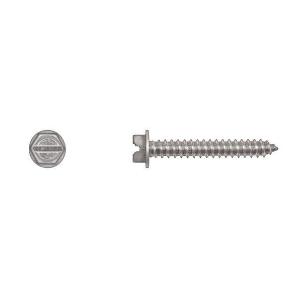 Sheet Metal Screw, #12 x 1-1/2 in, Zinc Plated Hex Head Slotted Drive