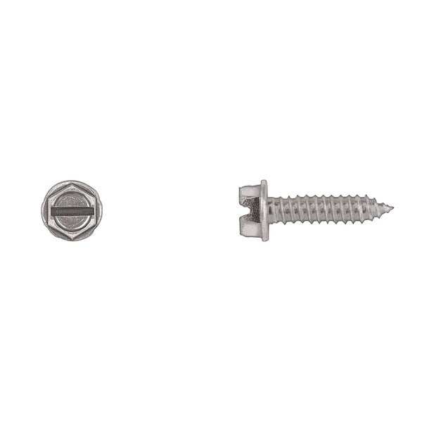Sheet Metal Screw, #14 x 1 in, Zinc Plated Hex Head Slotted Drive