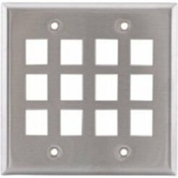 12 Port Face Plate, Number of Gangs: 2 Stainless Steel, Brushed Finish, Brushed Stainless Steel