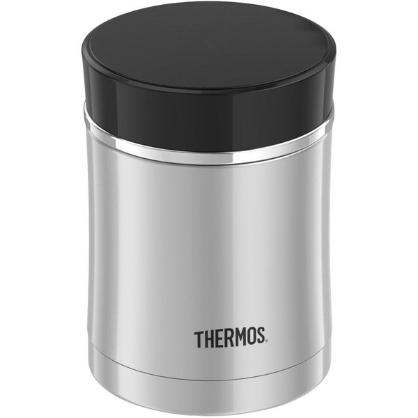 Sipp Stainless Steel Food Jar, 16 oz., Stainless Steel / Black