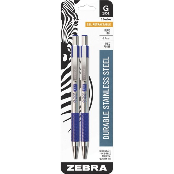 G-301 Gel Retractable 0.7mm Blue 2pk