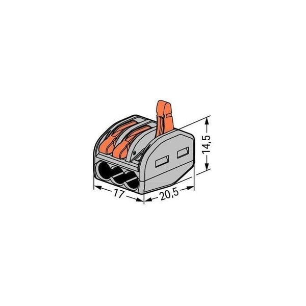 Push-In Connector, Gray, 0.81