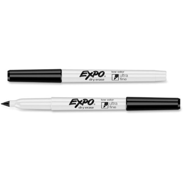 Dry Erase Marker, Ultra Fine, Black, PK12