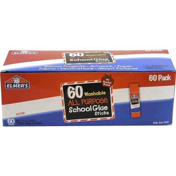 Glue Stick, All Purpose School, Clear, PK60