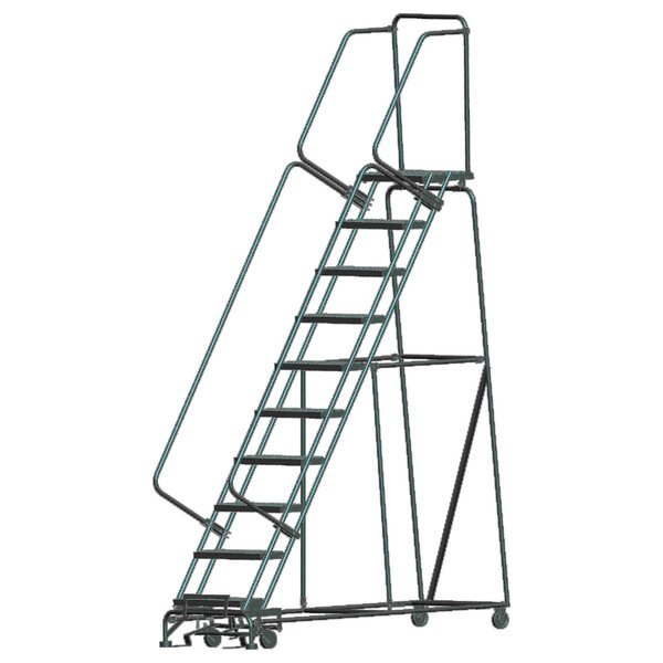 Safety Rolling Ladder, Steel, 100 in.H