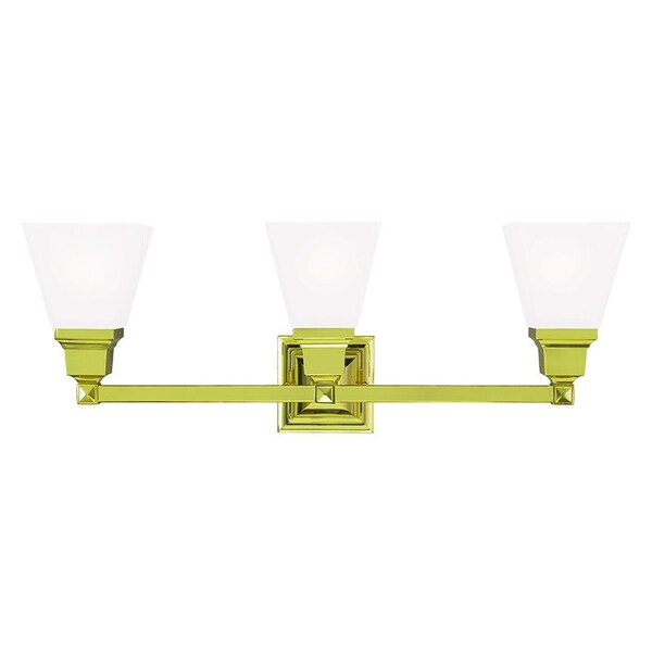 Mission 3 Light Polished Brass Bath Vani