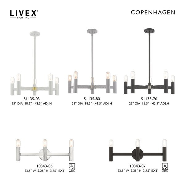 Copenhagen 3 Light Polished Chrome ADA Bath Vanity