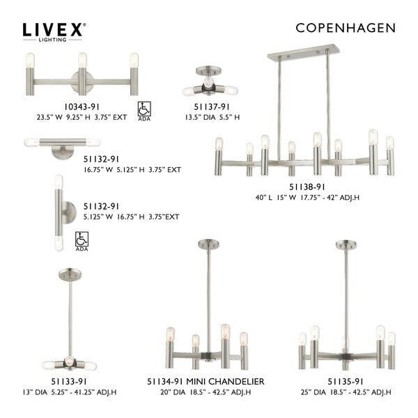 Copenhagen 3 Light Brushed Nickel ADA Bath Vanity