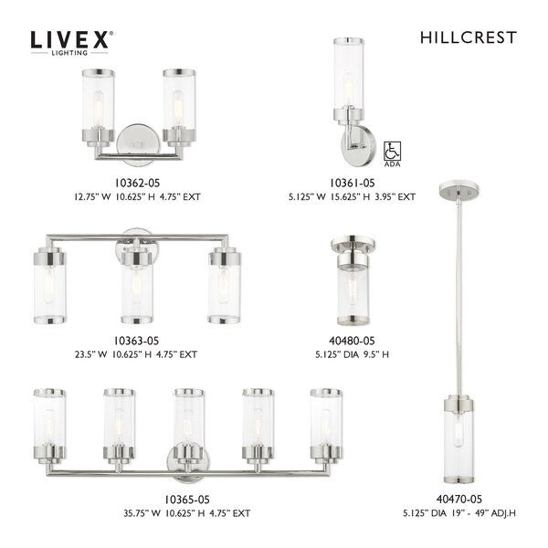 Hillcrest 5 Light Polished Chrome Bath V