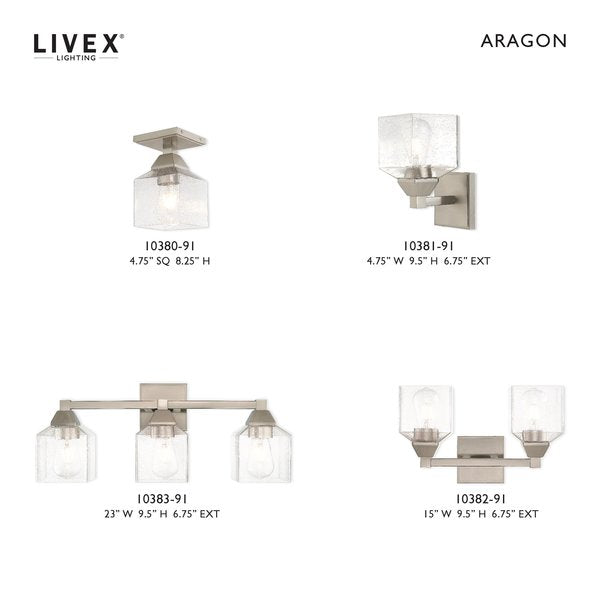 Aragon 3 Light Brushed Nickel Bath Vanity