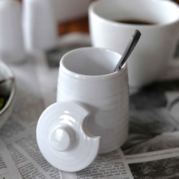 Sugar Jar/Lid, Melamine, White