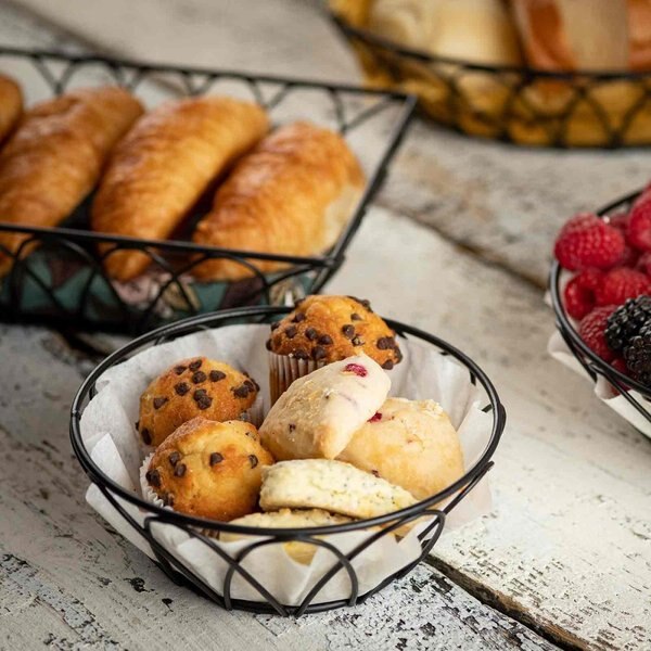 Round Serving Basket, Blk Metal, 6x6x2.25